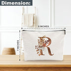 A-Z Boho Personalized Cosmetic Bag-Floral Cotton Letter Makeup Bag With Zipper-Artistic Cosmetic Bag For Travel-Bride,Birthday Gift For Women Daughter Friends-Women Makeup Organizer-A18
