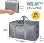 BALEINE 6-Pack Oversized Moving Bags with Reinforced Handles, Heavy-Duty Storage Tote for Clothes, Moving Supplies (Winter Grey, 6-Pack)