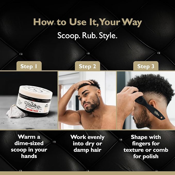 Styling Paste – Medium Hold with Flexible Control and Natural Shine – Enriched with Beeswax & Pro-Vitamin B5 – 3.4 oz (2-pack, Tobacco Vanilla)