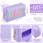 Sanwuta 9 Pcs Makeup Bags Bulk PU Double Zippers Cosmetic Bag Makeup Toiletry Christmas Small Pouch Portable Travel Organizers Case for Women Bridesmaid Party End of The Year(Purple)
