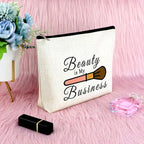 Sfodiary Beauty Themed Makeup Bag Funny Cosmetologist Graduation Gifts for Women Makeup Artist Enthusiasts Lovers Travel Cosmetic Pouch