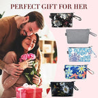 Gloppie Makeup Bag Small Cosmetic Bag for Purse Portable Travel Makeup Pouch for Women White Flower