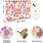 STARDW Aesthetic Floral Makeup Bag Cute Small Cosmetic Bags for Women Girls, Travel Toiletry Bag Large Capacity Zipper Makeup Pouch, Purse Organizer Pouches (Pink Flowers)