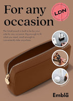 Embla Makeup Bag Travel Cosmetics Pouch and Toiletry Bag, Nylon Zipper Pouch Purse, Cute Make Up Organizer Storage Tote for Women Girls, Waterproof Travel Skincare Case, Small Makeup Bags, Chocolate