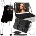 MOMIRA Large Makeup Train Case with Lighted and Mirror 14inch Partitionable Cosmetic Bag Travel Makeup Case Professional Cosmetic Artist Organizer, Waterproof Portable, with Shoulder Stra Silver