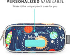 mibasies Boys Pencil Case for Kids, Multi-Slot Pencil Pouch, Galaxy LightGray