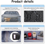BOYATU Travel Makeup Bag for Women: Cosmetic Organizer Bag with Compartments - Leather Make up Bags Set of 3 (G-4-Black)