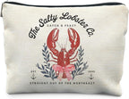 Crawfish Makeup Bag, Coquette Pink Bow Coastal Beach Nautical Lobster Cosmetic Bags for Women, Summer Seafood Makeup Zipper Pouch, Gifts for Beach Lovers