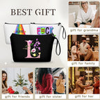 SEAMOON Women Birthday Unique Initial Funny Gifts for Teenage Girl Sister Friends Bridesmaid Personalized Travel Make up Cosmetic Bag with Mirror Valentines Mothers Day Christmas Graduation L