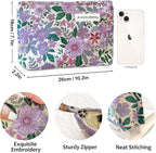 STARDW Aesthetic Floral Makeup Bag Cute Small Cosmetic Bags for Women Girls, Travel Toiletry Bag Large Capacity Zipper Makeup Pouch, Purse Organizer Pouches (Purple Florals)