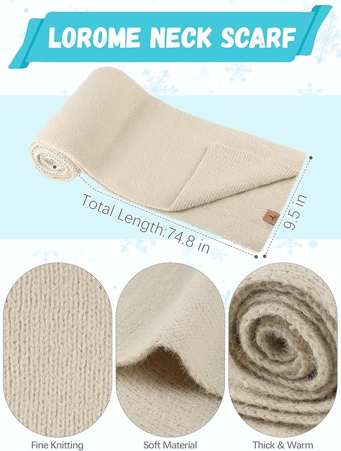 Winter Beanie Hat Scarf Gloves, Warm Fleece Knit Hat Long Scarf Neck Warmer Touch Screen Winter Gloves Set Gifts for Women