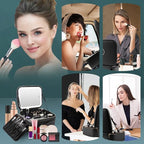 MOMIRA Travel Makeup Bag Cosmetic Bag Makeup Organizer Bag with Lighted Mirror, Adjustable Brightness in 3 Color Scenarios, Waterproof Makeup Train Case, Gift for Women - Black