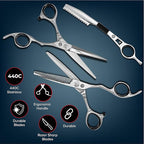 Saki Ha Professional Hair Shears Set 5.5 Inch - Includes Hair Scissors, Thinning Shears and Razor - Handmade from Japanese Steel