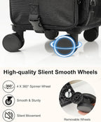 Relavel Rolling Makeup Train Case, Cosmetology Case on Wheels with 4 Clear Bags, Professional Makeup Artist Set Bags Cosmetic Storage Organizer with Adjustable Dividers, 360° Spinner Wheels, Black