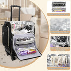 OCHEAL Hairstylist Traveling Case with a Large Makeup Travel Case for Hairstylist, Hairdresser Bag with Detachable Pouch,360° Rotatable Wheelsfor Hairdressing Tool Organizer
