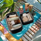 Pomimut Clear Makeup Bag,Mini Makeup Pouch Organizer Fit Carry-on Travel Essentials,TSA Approved Toiletry Bag Clear Cosmetic Bags for Women Men,Black