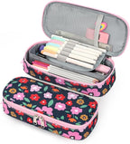 mibasies Girls Pencil Case for Kids, Multi-Slot Pencil Pouch, Pulan Flower