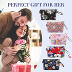 Gloppie Small Makeup Bag for Purse Portable Cosmetic Bag Aesthetic Floral Makeup Pouch Wristlet Pouch for Women Big Red Flower