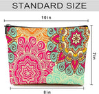 Cute Makeup Bag for Purse Canvas Waterproof Funny Cosmetic Bags for Women Zipper Travel Toiletry Pouch-Boho Flower Makeup Bags
