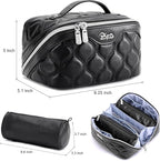 BOYATU Travel Makeup Bags for Women Cosmetic Bag: Puffy Make up Bags Set of 3 - Vegan Leather Makeup Organizer - Waterproof Large Toiletry Bag with Compartments - Travel Essentials (H-1-Black)