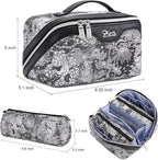BOYATU Travel Makeup Bag for Women: Large Capacity Make up Bag with Compartments - Vegan Leather Cosmetic Bag set of 3 - Waterproof Toiletry Bag with Handle & Divider(E-2-Black)
