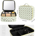 Travel Makeup Bag With 360° rotating LED Mirror,Waterproof cosmetic organizer,Portability Cosmetic case,Makeup organizer,Gift for Women,Girls Gift (Green+Yello)