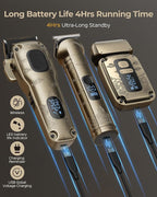 Hair Clippers & Trimmers Set for Men Professional, Waterproof Electric Razor Foil Shaver for Men Face Beard, Cordless for Hair Cutting, 4-Speed Setting, LED Battery Display, Barber or Home Use