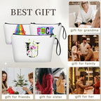 SEAMOON Birthday Bridal Shower Unique Initial Gifts for Women Mom Sister Daughter Friend Bff Personalized Travel Makeup Cosmetic Bag with Mirror Valentines Mothers Day Christmas Graduation U
