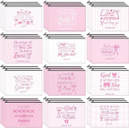 Hillban 36 Pcs Christian Gifts for Women Christian Pink Bow Makeup Bags Bible Verse Cosmetic Bag Inspirational Pencil Case with Zipper Coquette Bowknot Travel Organizer Pouch for Wedding Bachelorette