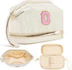 Birthday Gifts for Girls, Personalized Initial Women Makeup Bag, Travel Make up Bag Cosmetic Bag Preppy Stuff Bag for Girlfriend Wife Teacher 18th Birthday Gifts for Girls Teen Girl Gifts Trendy - O