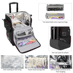 OCHEAL Large Makeup Train Case with 4 Clear Travel Makeup Bags Set, Cosmetic Makeup Case for Hairstylist, Hairdresser Storage Bag with Detachable Pouch,Heat Insulation and Anti-scalding Full layer