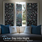 rabbitgoo Window Privacy Film Rainbow Film Decorative Window Sticker, 3D Static Stained Glass Cling Tint for Room Darkening Day Sleep, Black, 11.8 x 78.7 inches
