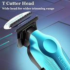 KEMEI Hair Trimmer for Men, Zero Gapped Cordless Hair Clippers Beard Trimmers with T Blade, Rechargeable Barber Clippers with LED Display, Blue