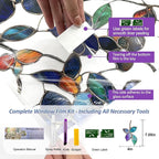 Window Privacy Film Stained Glass Window Film Frosted Window Film Window clings Non-Adhesive Reusable Decorative for Home Removable (Purple Frosted, 17.5 X 78.7 in)
