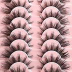 FARRED Cat Eye Lashes Natural Fox Eyelashes 10 Pairs D Curl Wispy False Lash Strips Volume Cateye Fake Eyelash Russian Strip Lashes Natural Look Full Pestañas Sets for MUA and Beginners Makeup