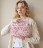 HBselect Quilted Makeup Bag, 3PCS Cotton Large Travel Makeup Bag, Cute Floral Coquette Make up Bag Cosmetic Bag Toiletry Bag for Women Girls