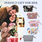 Gloppie Small Makeup Bag Cosmetic Bag for Purse Cute Makeup Pouch White