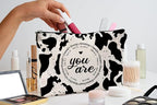 Western Cow Print Makeup Bag - Christian Inspirational Gifts Cosmetic Bags With Zipper