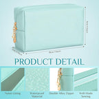 Sanwuta 9 Pcs Makeup Bags Bulk PU Double Zippers Cosmetic Bag Makeup Toiletry Christmas Small Pouch Portable Travel Organizers Case for Women Bridesmaid Party End of The Year(Blue and Green Color)
