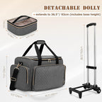 LUXJA Rolling Makeup Case with 3 Removable Pouches and 1 Makeup Brush Bag, Large Makeup Bag Cosmetic Bag with Detachable Dolly (Patented), Gray
