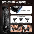 Professional Cordless Mens Hair Clippers & Beard Trimmer Kits & Sets,Metal Hair Clippers Cutting Grooming Kit with Long Battery Life for Family Barber Use (Black)