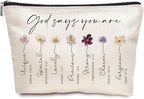 God Says You Are Cosmetic Bag, Inspirational Bible Verse Makeup Bag for Women, Floral Bible Verse Makeup Case, Sister Gifts, Friend Gifts, Affirmations Gifts, Christian Gifts, Birthday Gifts for Women