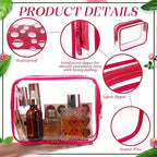 Weewooday 12 Pieces Clear Makeup Bags Cosmetic Storage Bags PVC Zipper Pouches Travel Waterproof Makeup Plastic Case for Women Organizing Toiletries Traveling Bathroom(Medium,Rose Red)