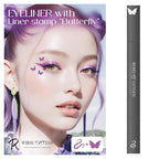 2-in-1 Eyeliner Stamp, Pigmented Intense Black Formula, Smudge-Budge Proof, Sweatproof, 24 Hour Stay Eyeliner Stamp (purple butterfy)