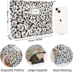 STARDW Aesthetic Floral Makeup Bag Cute Small Cosmetic Bags for Women Girls, Travel Toiletry Bag Large Capacity Zipper Makeup Pouch, Purse Organizer Pouches (White Flowers)