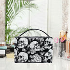 MNSRUU Makeup Bags, Gothic Skulls and Flowers Makeup Organizer Bags Toiletry Bag Box Travel Cosmetic Bag Make Up Train Case for Women Teen Girl Ladies