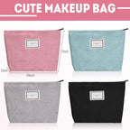 Sanwuta 4 Pack Velvet Makeup Bag Cosmetic Bag for Women Large Capacity Corduroy Pouch Zipper Canvas Travel Toiletry Purse Make up Organizer Case Accessories(Classic Color,Plaid)