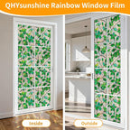 Stained Glass Window Privacy Film Decorative Rainbow Static Clings – Ideal for Home & Office, Adhesive-Free, Removable, UV-Blocking (Green Rainbow, 35.4 X 157.4 in)