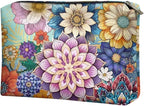 COEQINE Gothic Makeup Bags for Women Floral Wallet Leather Cosmetic Case With Zipper Soft Waterproof Lip Makeup Organizer Handbag