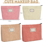 Sanwuta 4 Pack Velvet Makeup Bag Cosmetic Bag for Women Large Capacity Corduroy Pouch Zipper Canvas Travel Toiletry Purse Make up Organizer Case Accessories(Elegant Color,Plaid)